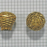 Knop grof gevlochten geel messing 30 mm