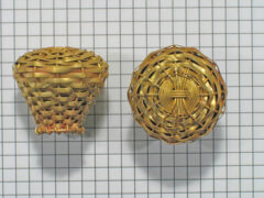 Knop grof gevlochten geel messing 35 mm