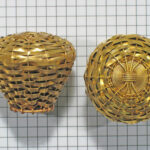 Knop grof gevlochten geel messing 44 mm