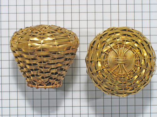 Knop grof gevlochten geel messing 44 mm