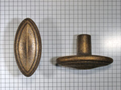 Knop ovaal brons antiek 67 x 29 mm