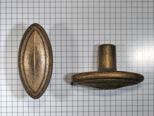 Knop ovaal brons antiek 67 x 29 mm