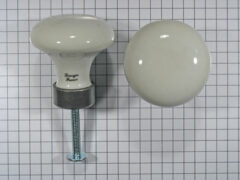 Porseleinen knop wit met blank ijzeren voet 35 mm