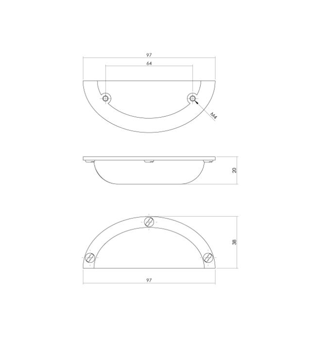 Intersteel Komgreep 64/94mm messing antiek - Afbeelding 2