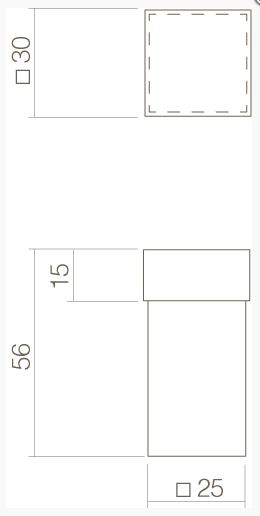 Deurstop Vierkant universeel 56x30x30mm zwart