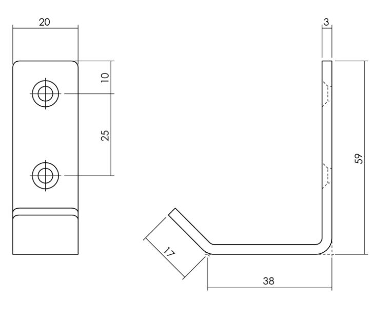 Jashaak gebogen 20x60mm zwart