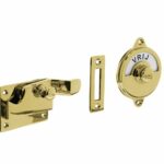 WC-overslag met bocht en tekst “VRIJ / BEZET” messing gelakt