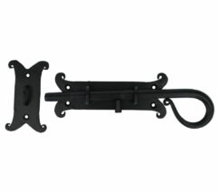 Grendel ijzer zwart, grondplaat 155 x 65 mm