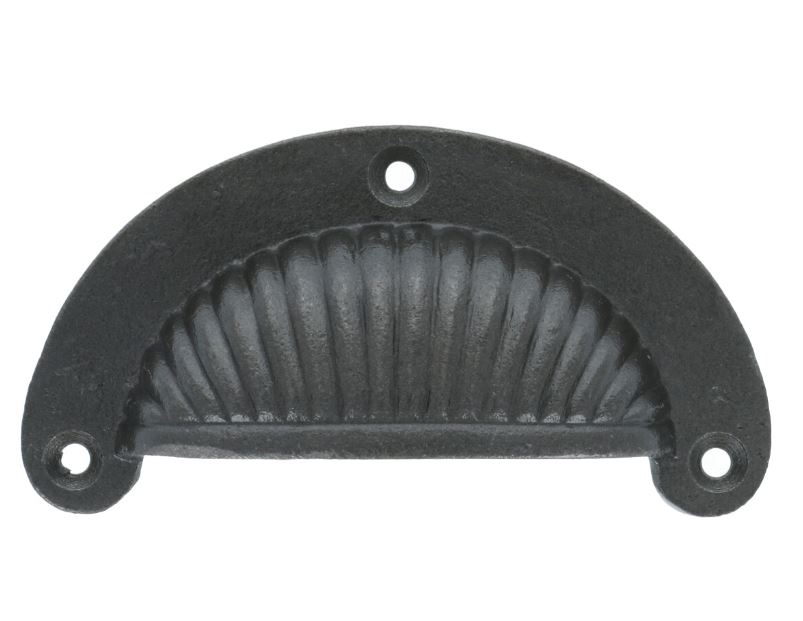 Komgreep ribbel ijzer blank lak 110x50mm