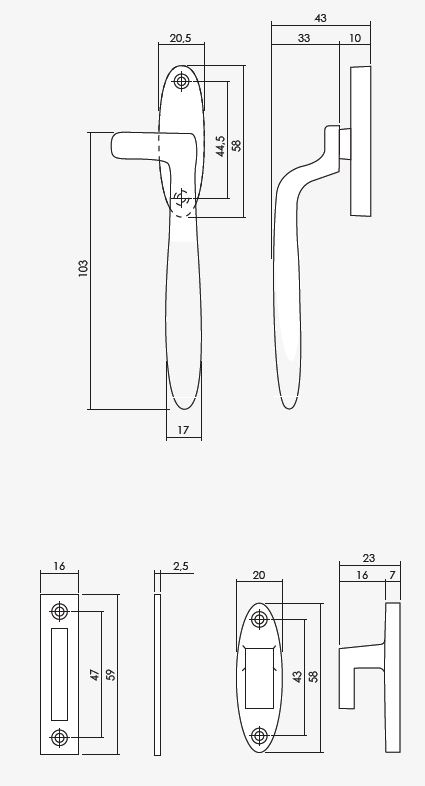 Intersteel raamsluiting Dudok rechts met sluitplaat en sluithaak zwart - Afbeelding 2