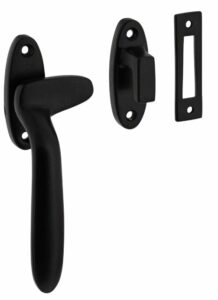 Raamsluiting Dudok links met sluitplaat en sluithaak zwart