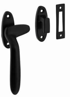 Raamsluiting Dudok links met sluitplaat en sluithaak zwart