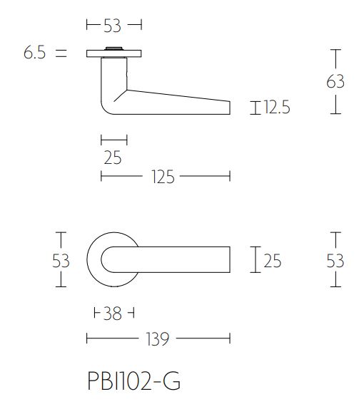 Gatdeel Links Deurkruk PIET BOON INC PBI102 Mat RVS