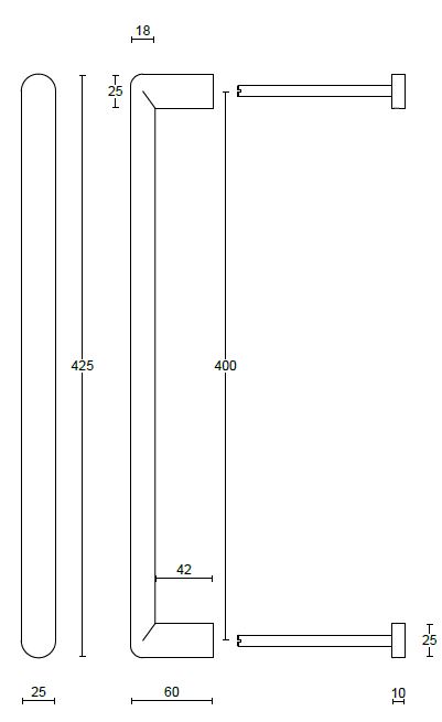 Deurgreep PIET BOON INC PBI400 PS 400 mm PVD mat zwart - Afbeelding 2