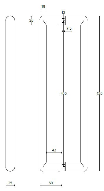 Set deurgrepen PIET BOON INC PBI400 PA 400 mm PVD mat zwart - Afbeelding 2