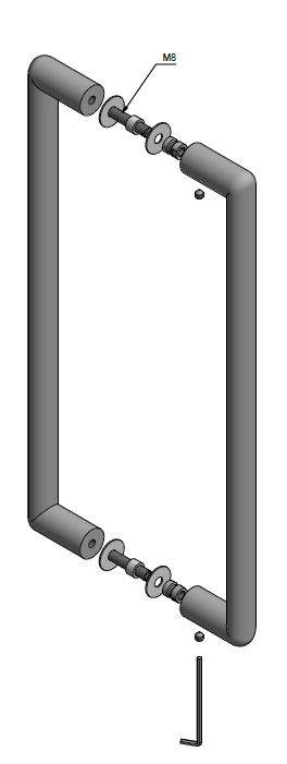 Set deurgrepen PIET BOON INC PBI400 PA 400 mm PVD mat zwart - Afbeelding 3