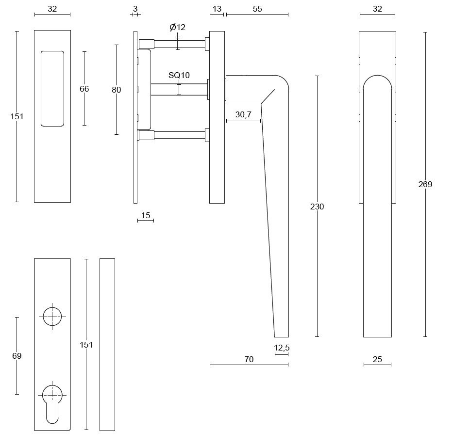Hef/schuifdeurbeslag PIET BOON INC PBI230Y PC69 PVD licht brons - Afbeelding 2