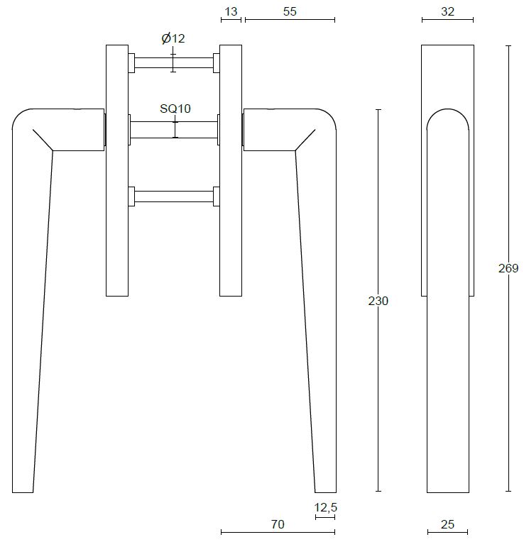 Hef/schuifdeurbeslag PIET BOON INC PBI230PA Blind PVD Mat Zwart