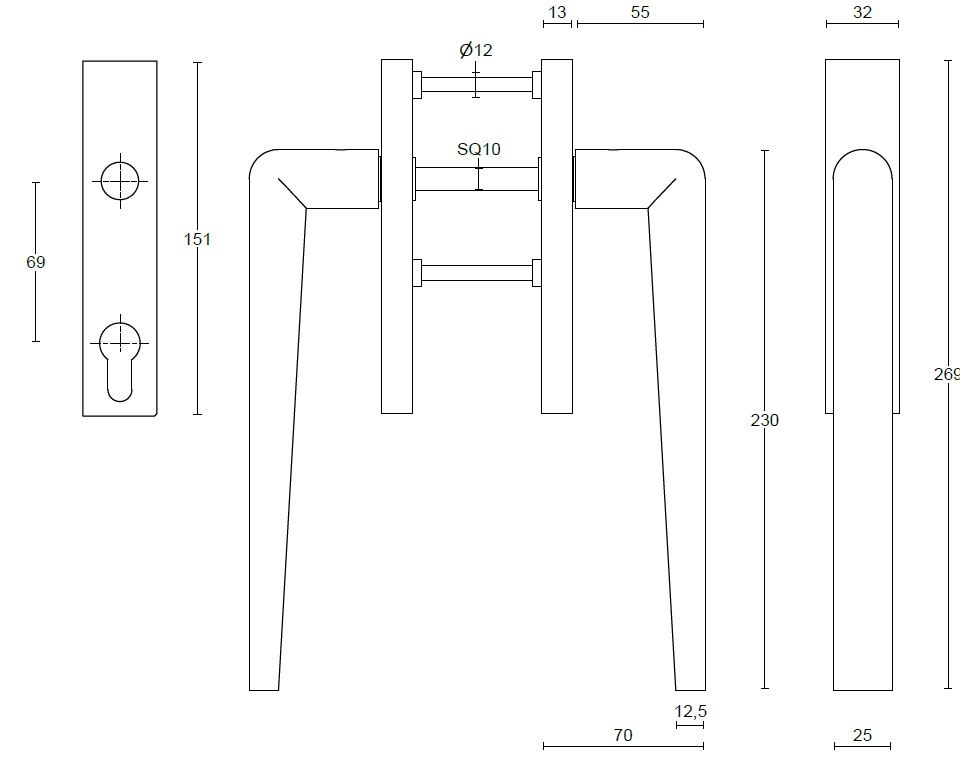 Hef/schuifdeurbeslag PIET BOON INC PBI230PAY PC69 PVD Mat Zwart