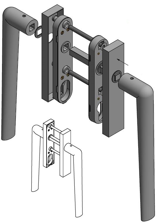 Hef/schuifdeurbeslag PIET BOON INC PBI230PAY PC69 PVD Mat Zwart