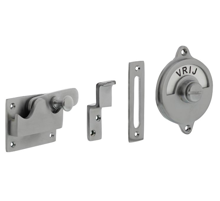 WC-overslag vlak en tekst “VRIJ / BEZET” chroom mat