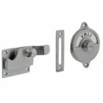 WC-overslag met bocht en tekst "vrij / bezet" chroom mat