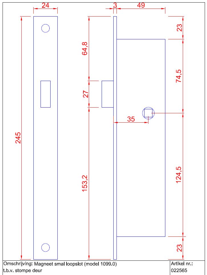 Magneet smal loopslot Met zwarte Rechte voorplaat - Afbeelding 2