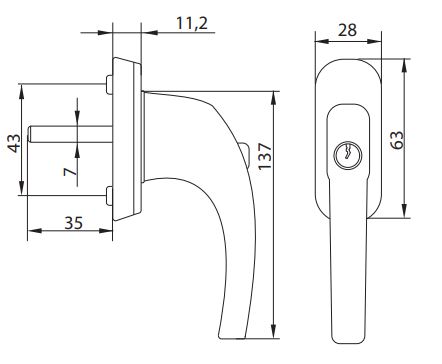 Draaikiepgarnituur LUNA Afsluitbaar Aluminium Wit