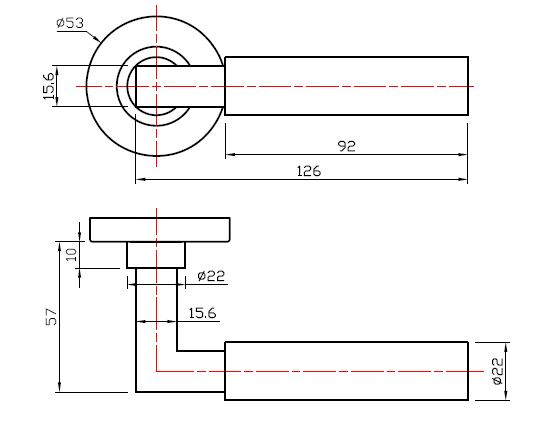Deurkruk Bauhaus op Rozet RVS/Zwart