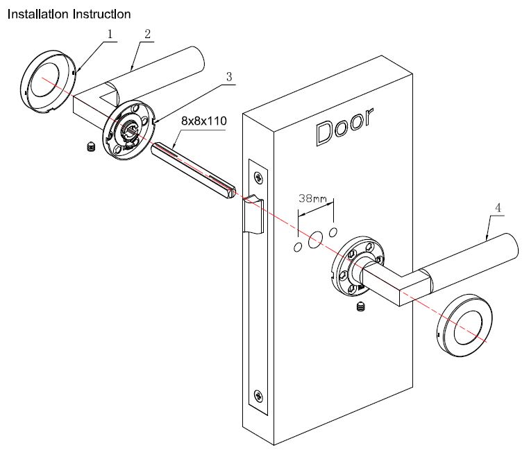 Deurkruk Bauhaus op Rozet RVS/Zwart