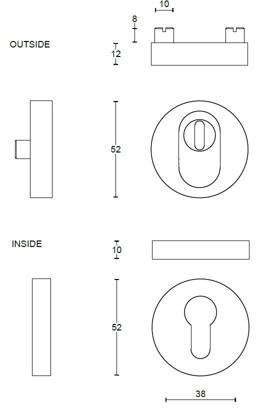 SKG3 Veiligheid-Rozet Met Kerntrekbeveiliging Messing Ongelakt