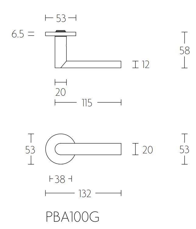 Gatdeel Links Deurkruk PIET BOON ARC PBA100 Mat RVS