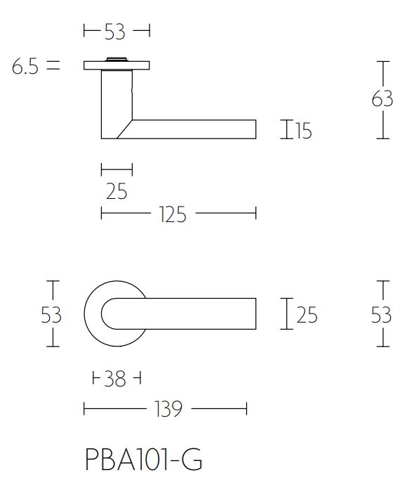Gatdeel Rechts Deurkruk PIET BOON ARC PBA101 PVD Mat Zwart