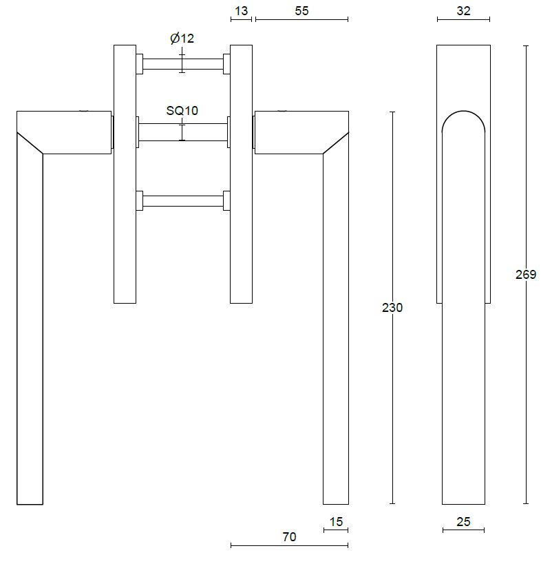 Hef/schuifdeurbeslag PIET BOON ARC PBA230PA Blind PVD Mat Zwart
