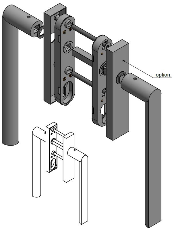 Hef/schuifdeurbeslag PIET BOON ARC PBA230PA Blind PVD Mat Zwart