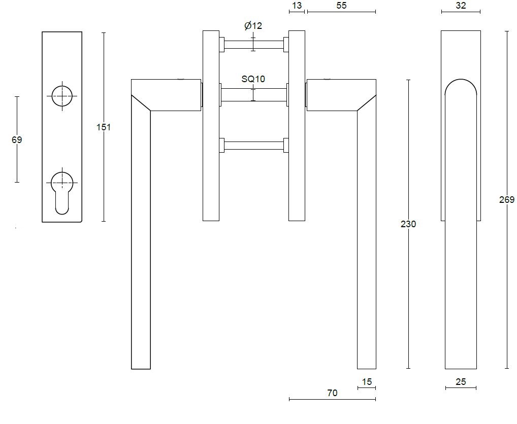 Hef/schuifdeurbeslag PIET BOON ARC PBA230PAY PC69 PVD Mat Zwart