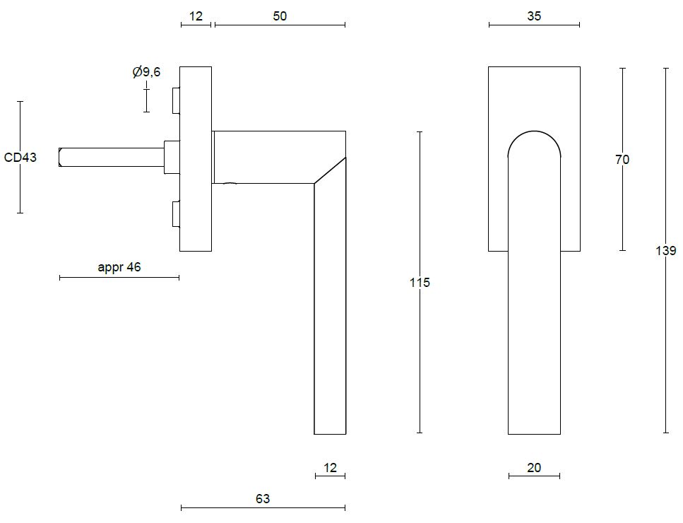 Draaikiepgarnituur Piet Boon ARC PBA100-DK Rechts Mat RVS