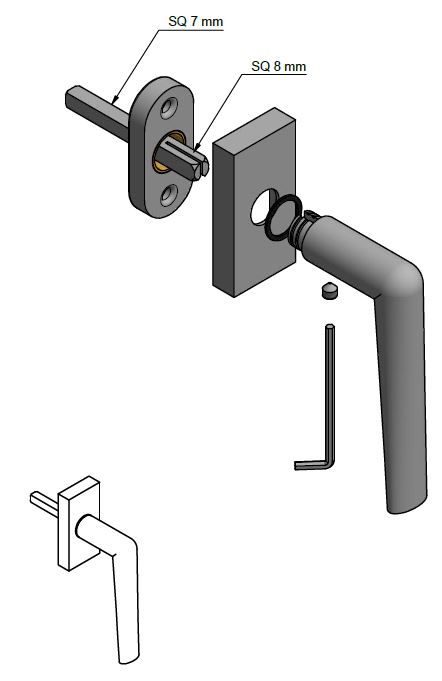 Draaikiepgarnituur Piet Boon INC PBI100-DK Rechts PVD Mat Zwart