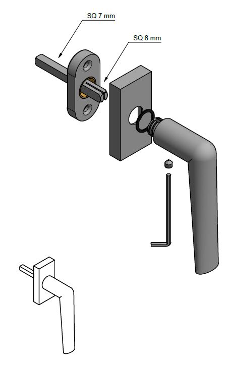 Draaikiepgarnituur Piet Boon INC PBI101-DK Rechts PVD Mat Zwart