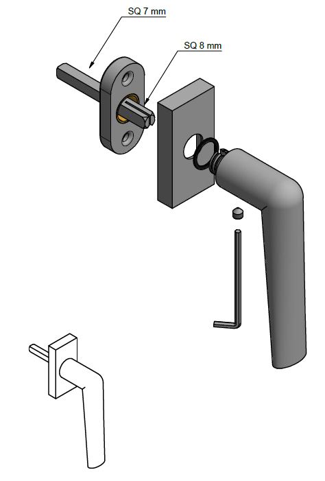 Draaikiepgarnituur Piet Boon INC PBI102-DK Rechts PVD Mat Zwart