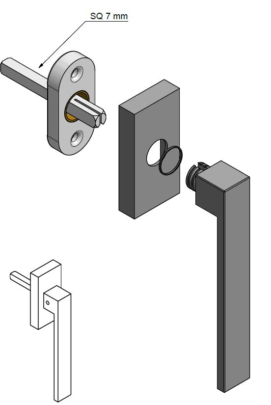 Vlakke Draaikiepgarnituur SQUARE LSQIICB-DK Mat Wit