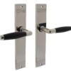 Intersteel deurklink Ton basic met schild blind rechthoekig met rillen 235x43mm nikkel/zwart