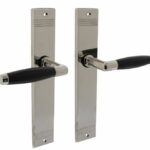 Intersteel deurklink Ton basic met schild blind rechthoekig met rillen 235x43mm nikkel/zwart