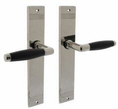 Intersteel deurklink Ton basic met schild blind rechthoekig met rillen 235x43mm nikkel/zwart