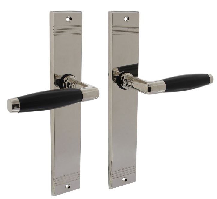 Intersteel deurklink Ton basic met schild blind rechthoekig met rillen 235x43mm nikkel/zwart