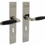 Intersteel deurklink Ton basic met schild PC55 mm rechthoekig met rillen 235x43mm nikkel/zwart