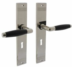 Intersteel deurklink Ton basic met schild PC55 mm rechthoekig met rillen 235x43mm nikkel/zwart