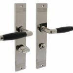 Intersteel deurklink Ton basic met schild WC63/8 mm rechthoekig met rillen 235x43mm nikkel/zwart