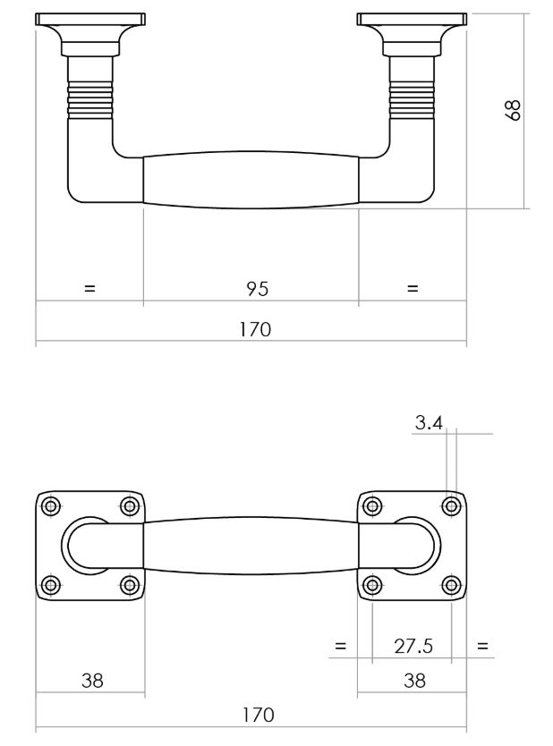 Intersteel handgreep Ton basic 95/170mm op vierkant rozet nikkel/zwart - Afbeelding 2