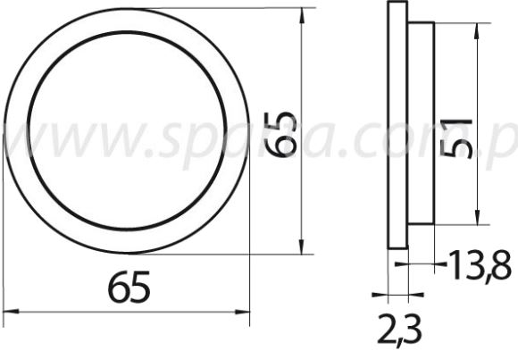 Schuifdeurkom rond 65 mm RVS